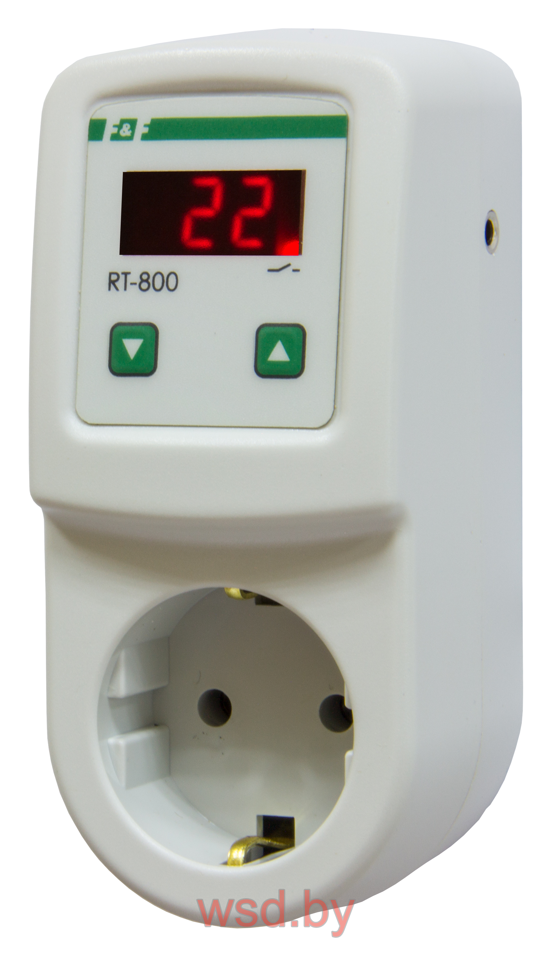 RT-800 Регулятор температуры  диапазон температур -20 до +130°С, цифровая индикация, тип корпуса вилка-розетка 230B AC 16 1NO IP20