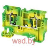 Клемма защитного проводника CXG2.5 /5x50mm, пружинная, 2 присоед., 2,5(max 4)mm2, желто-зеленая