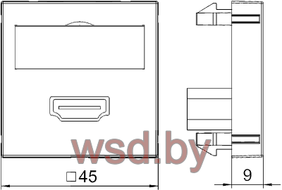 Розетка MTG-HD F RW1 с разъемом HDMI c соединительным кабелем, 2М, прямой вывод, белый, поликарбонат. Фото N3