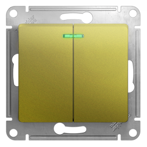 2-клавишный ВЫКЛЮЧАТЕЛЬ с подсветкой, схема 5а, ФИСТАШКОВЫЙ GLOSSA (Schneider Electric) Systeme Electric