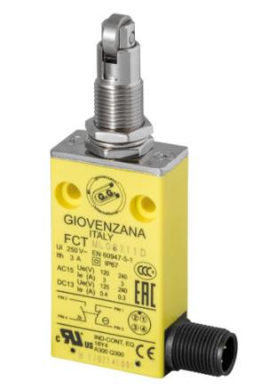 Выключатель с плунжером с металлическим роликом на 90° и резьбовым фланцем Giovenzana FCT08 Выключатель с плунжером с металлическим роликом на 90° и резьбовым фланцем Giovenzana FCT08