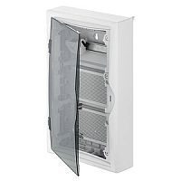 Щит навесной ECO BOX мультимед, TS35+2x МП перф.118x270mm, дымчатая пласт. дверь, белый RAL9003, 560x354x107mm, IP40