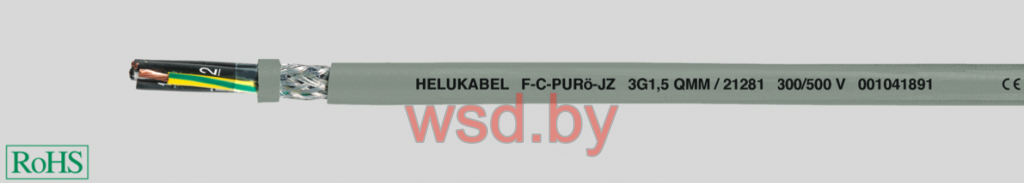 F-C PURöJZ устойчивый к порезам, хладагентам, с медным экраном, без внутр. оболочки, ЭМС, с повыш. маслостойкостью, с разметкой метража 10G0.75