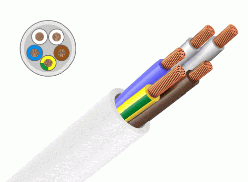 Кабель ПВСнг(А)-LS 5х1,5 белый