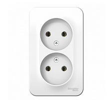 BLANCA Открытой Установки РОЗЕТКА двойная без заземления без шторок, с монтажной пластиной, 16А, 250В, БЕЛЫЙ (Schneider Electric) Systeme Electric