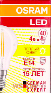 LEDSCLP40 4W/827 230V FIL E14 FS1 OSRAM Светодиодная филаментная лампа. Фото N2