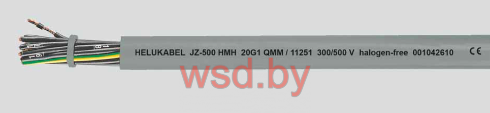 JZ-500 HMH гибкий кабель управления, безгалогеновый, трудновоспламеняемый, маслостойкий1), с разметкой метража 3G70