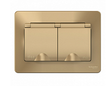 BLANCA Скрытой Установки IP44 Розетка двойная с заземлением со шторками, с крышками,16А, 250В, ТИТАН (Schneider Electric) Systeme Electric