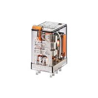 Миниатюрное универсальное реле Finder 553282300054, 2CO, 10A(250VAC), 230VAC, установка в розетку, кнопка тест, LED(AC)