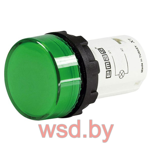 Арматура светосигнальная MB, зеленая, 230VAC, 22mm, IP54