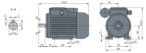 АИРЕ80B2 1.5кВт 3000об/мин Электродвигатель IM 1081 (лапы) фото 2