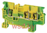 Клемма защитного проводника CXG4 /6x54,8mm, пружинная, 2 присоед., 4(max 6)mm2, желто-зеленая