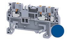 Клемма проходная Connectwell CP1.5/3BU /3,5x56,1mm, push-in, 3 присоед., 1,5(max 2,5)mm2, 15A, 600V, синяя