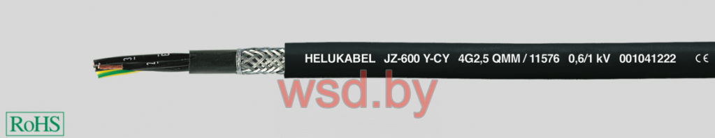 JZ-600-Y-CY гибкий, с цифровой маркировкой жил, 0,6/1 кВ, с медным экраном, с разметкой метража, ЭМС 4G6,