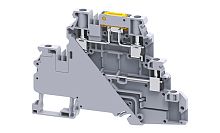 Клемма двухъярусная с ножевым размыкателем Connectwell CYDLK4 /6x94,5mm, винтовая, 4 присоед., 4(max 6)mm2, 20/32A, 630V, серая