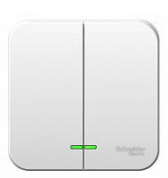 BLANCA Открытой Установки 2-клавишный выключатель с подсветкой, 10А, 250B, БЕЛЫЙ (Schneider Electric) Systeme Electric