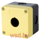 Корпус для поста кнопочного, пластик, желтый /черный, 1  место, 72.5×72.5×58.5mm, IP65