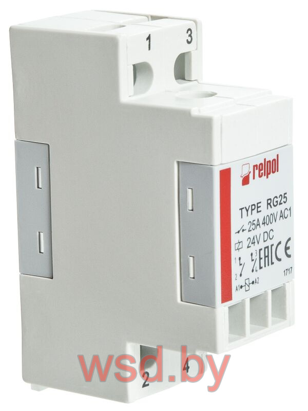 Реле RG25-3022-28-1012, 2NO, 25A(400VAC/24VDC), AgSnO2, 12VDC, моноблок, W=26mm