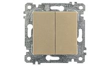 Выключатель Mutlusan Rita двухклавишный, пруж. зажимы, золото доре Выключатель Mutlusan Rita двухклавишный, пруж. зажимы, золото доре