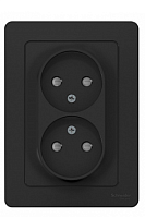 BLANCA Скрытой Установки Розетка двойная без заземления со шторками, 16А, 250В, АНТРАЦИТ (Schneider Electric) Systeme Electric