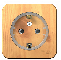 BLANCA Открытой Установки РОЗЕТКА с заземлением со шторками, (КОМПАКТ) с изолированной пластиной, 16А, 250В, ЯСЕНЬ (Schneider Electric) Systeme Electric