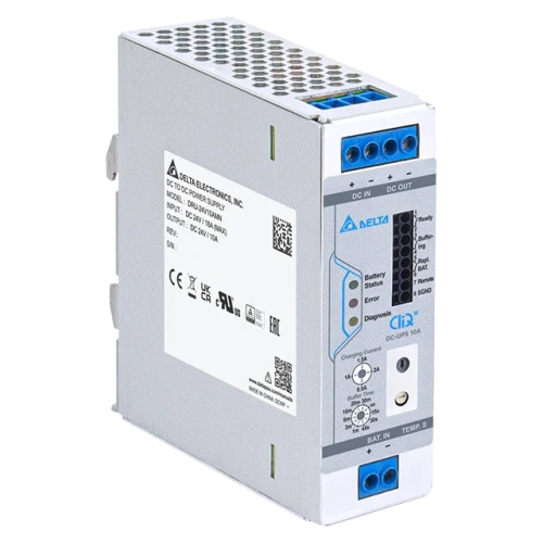 Модуль бесперебойного питания Delta CliQ M DC-UPS, 18_30VDC / 24VDC, 240W, 10A, без батарей, винт.клеммы, ал.корпус