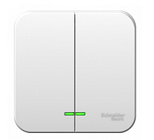 BLANCA Открытой Установки 2-клавишный выключатель с подсветкой с монтажной пластиной, 6А, 250B, БЕЛЫЙ (Schneider Electric) Systeme Electric