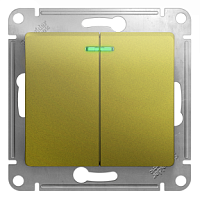 2-клавишный ВЫКЛЮЧАТЕЛЬ с подсветкой, схема 5а, ФИСТАШКОВЫЙ GLOSSA (Schneider Electric) Systeme Electric