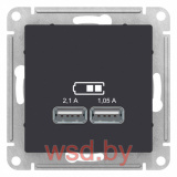 USB Розетка A+A, 5В/2,1 А, 2х5В/1,05 А, механизм, карбон AtlasDesign Schneider Electric