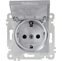 Розетка Mutlusan Rita 2P+E, с крышкой, нерж. сталь