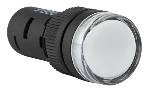 Индикатор светодиодный моноблочный GQELE AD16-16C, белый, LED 24VAC/DC, 16mm, IP50