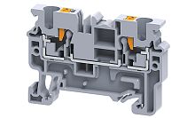Клемма проходная Connectwell CP4 /6x54,8mm, push-in, 2 присоед., 4(max 6)mm2, 32A, 1000V, серая