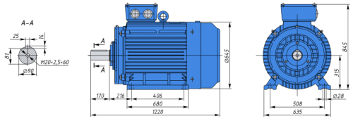 A315S4 160кВт 1500об/мин Электродвигатель IM 1081 (лапы) фото 2