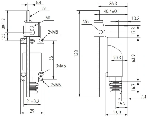 Концевой выключатель TZ-8107 с регулируемой поворотной штангой IP65 HLT фото 2 Концевой выключатель TZ-8107 с регулируемой поворотной штангой IP65 HLT фото 2