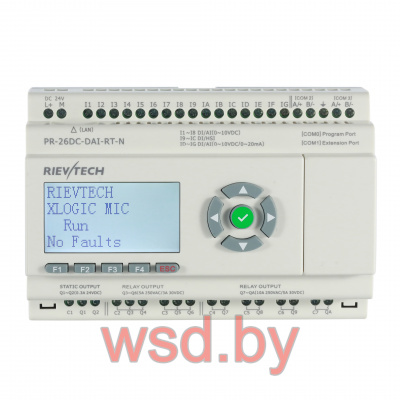 Программируемый логический контроллер PR-26DC-DAI-RT-N, 12_24VDC, 16DI(12AI), 2TO, 8RO, RTC, RS485, Ethernet, ЖКИ