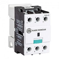 Контактор Rade Koncar CNNK 40 10, 3P, 38A/(50A по AC-1), 18.5kW(400VAC), 1NO, Uk=24VDC, Iвтяг=5,2А, Iудерж=0,12А