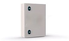 Щит моноблочный ETA 600x600x250мм (ВхШхГ) навесной с монтажной панелью, 1 глухая дверь, 2 замка, 2 пластины кабельного ввода, RAL7035, IP66
