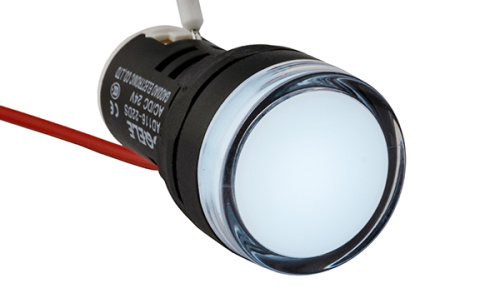 Индикатор светодиодный моноблочный GQELE AD116-22DS, белый, LED 110VAC/DC, IP65, 22mm фото 2