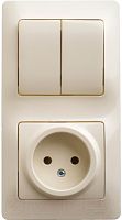 БЛОК: Розетка + 2-ух клавишный ВЫКЛЮЧАТЕЛЬ бежевый GLOSSA (Schneider Electric) Systeme Electric