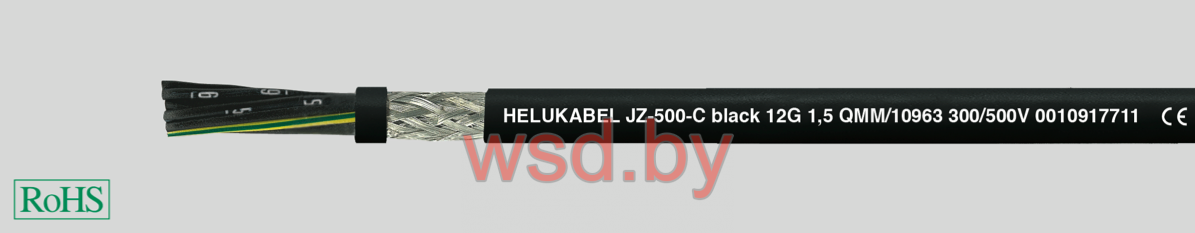 JZ-500-C black ЭМС , гибкий, с медным экраном, с разметкой метража  5G1