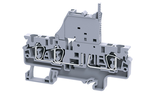 Клемма с держателем предохранителя Connectwell CXF4/3 /6x86,2mm, пружинная, 3 присоед., 4(max 6)mm2, 10A, 1000V, серая