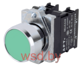 Кнопка плоская PB1S, зеленая, с фиксацией, без подсветки, 1NO, 6A 230VAC/24VDC, 22mm, IP65