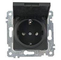 Розетка Mutlusan Rita 2P+E, с крышкой, защ. шторки, черный мат
