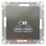 USB Розетка A+A, 5В/2,1 А, 2х5В/1,05 А, механизм, Сталь AtlasDesign Schneider Electric