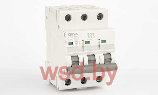 Автоматический выключатель GEYA GYM8-3P-10C, 3P, 10A, хар-ка C, 4,5kA, 3M, без подкл. AU8, AL8