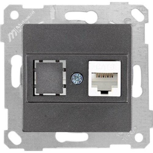 Розетка Mutlusan Rita 1хRJ-45 кат. 6 UTP, дымчатый