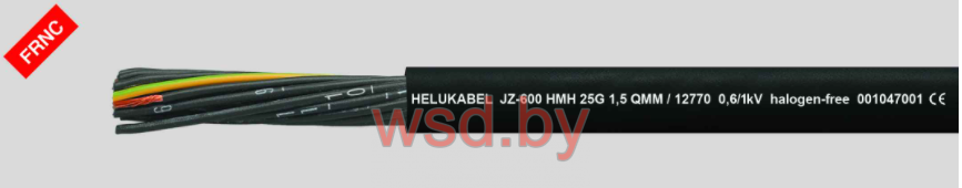 Кабель OZ-600 HMH гибкий кабель управления, безгалогеновый, трудновоспламеняемый, маслостойкий1), 0,6/1 кВ, с разметкой метража 3x1.5