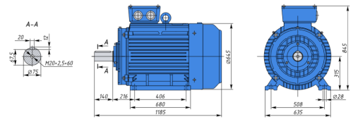 A315S2 160кВт 3000об/мин Электродвигатель IM 1081 (лапы) фото 2