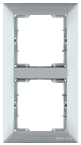Рамка Mutlusan Candela 2 поста, к механизмам серии 21, вертикальный монтаж, нерж. сталь Рамка Mutlusan Candela 2 поста, к механизмам серии 21, вертикальный монтаж, нерж. сталь