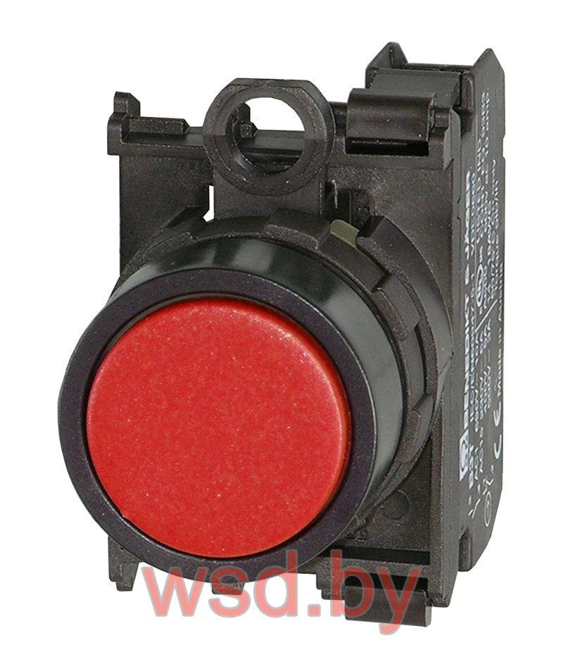Кнопка плоская PB3E, красная, без фиксации, без подсветки, 1NO, 6A 230VAC/24VDC, 22mm, IP65